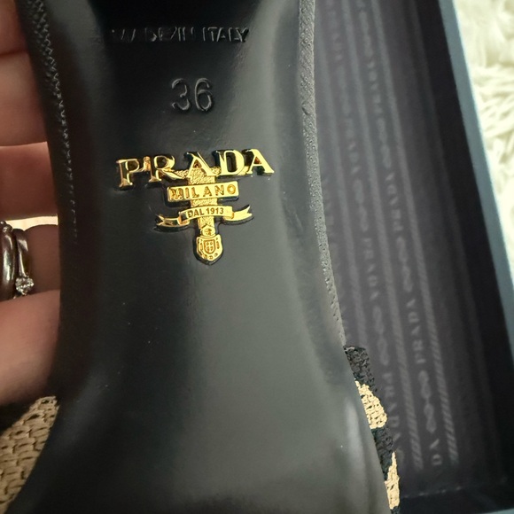 Prada Black and Cream Geometric Heels Size 36 - Picture 5 of 8